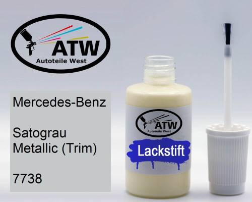 Mercedes-Benz, Satograu Metallic (Trim), 7738: 20ml Lackstift, von ATW Autoteile West.